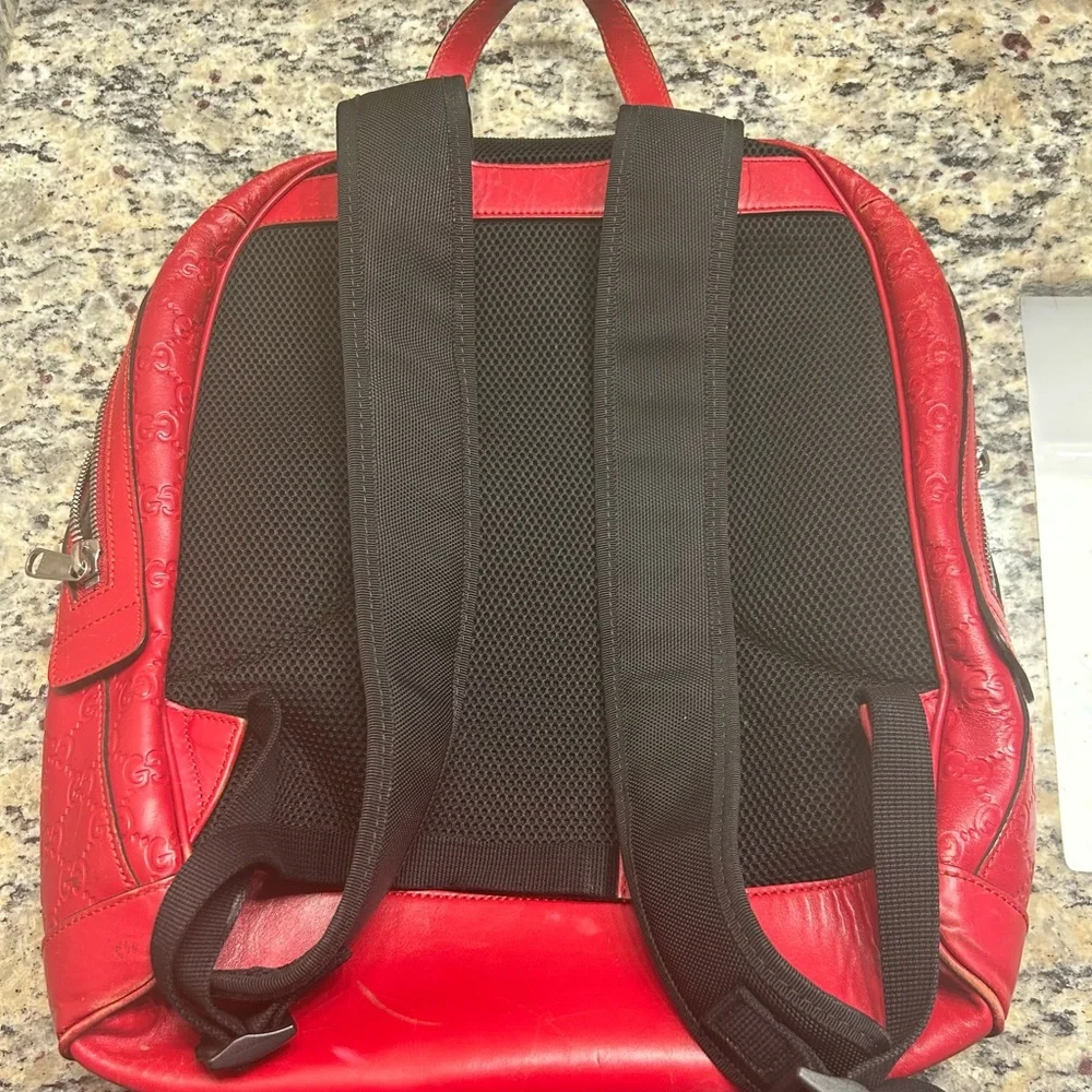 Gucci Red Leather Backpack - Picture 4 of 4